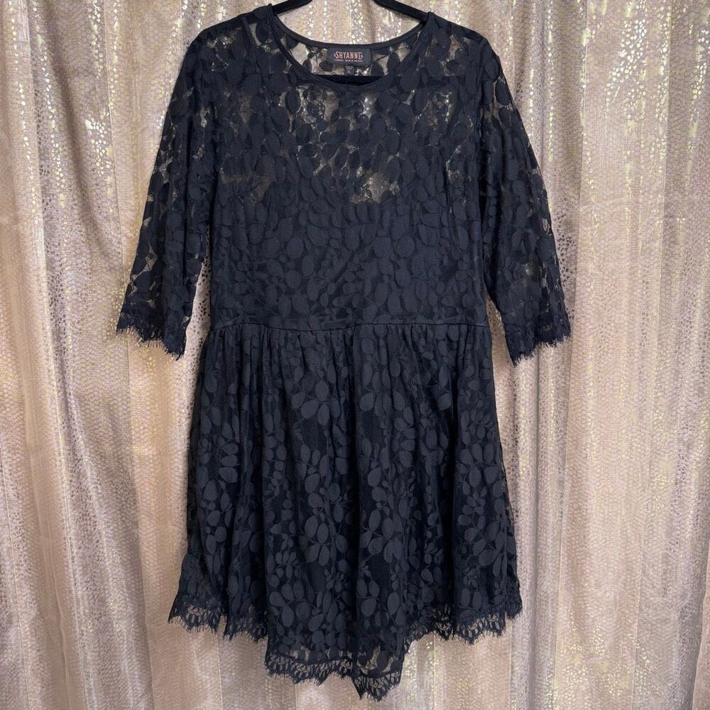Shyanne Boot Barn Black Lace Overlay Boho‎ Western Mini Dress XL